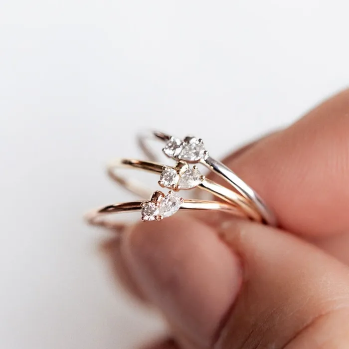 Consider the Wldflwrs Two Stone Pear Cluster Stacker Rings