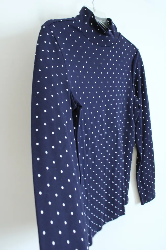 Croft Barrow Earrings Croft Barrow Navy Polka Dot Mock Neck S