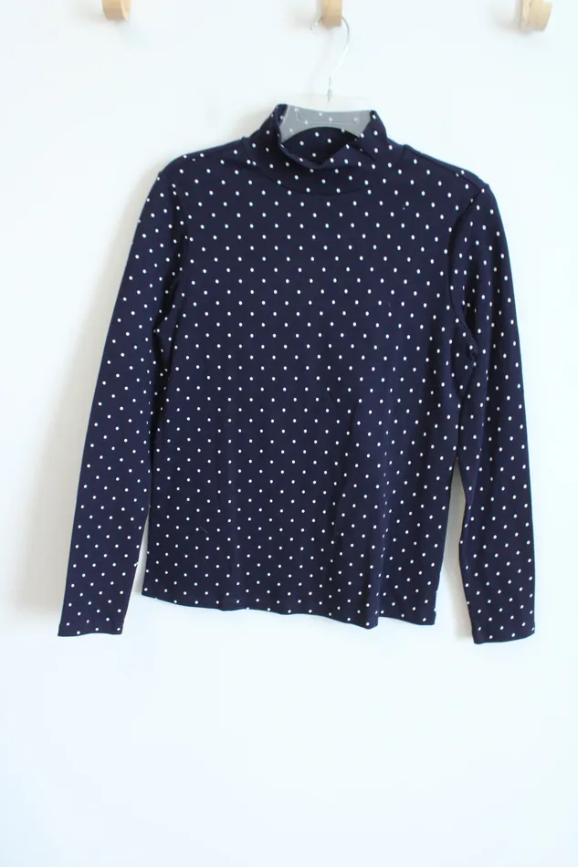 Croft Barrow Earrings Croft Barrow Navy Polka Dot Mock Neck S