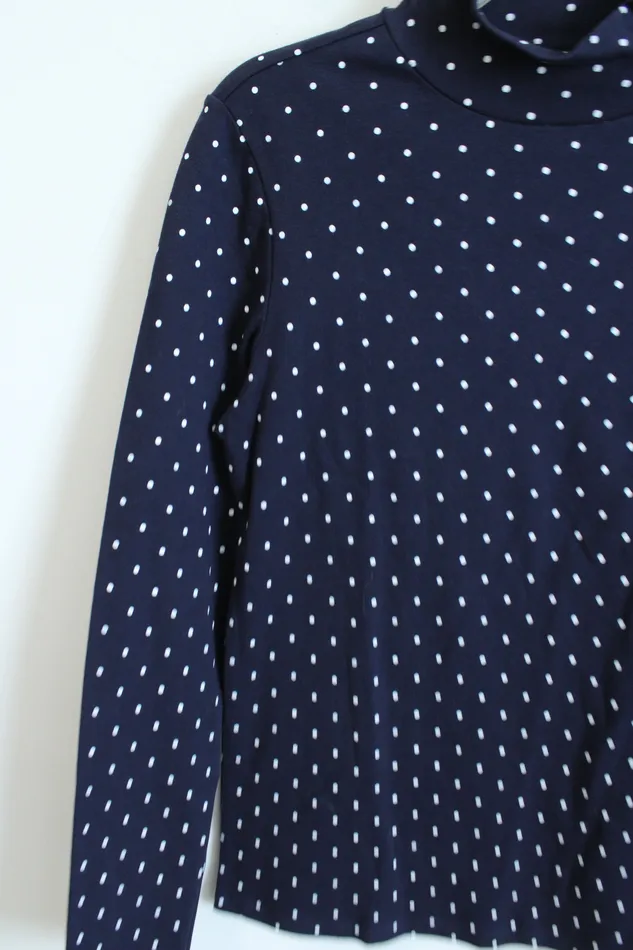 Croft Barrow Earrings Croft Barrow Navy Polka Dot Mock Neck S
