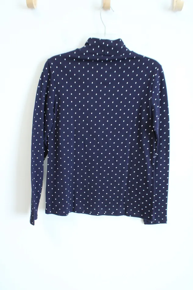 Croft Barrow Earrings Croft Barrow Navy Polka Dot Mock Neck S