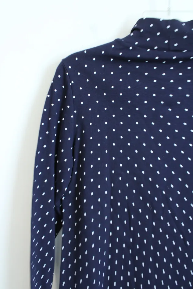 Croft Barrow Earrings Croft Barrow Navy Polka Dot Mock Neck S