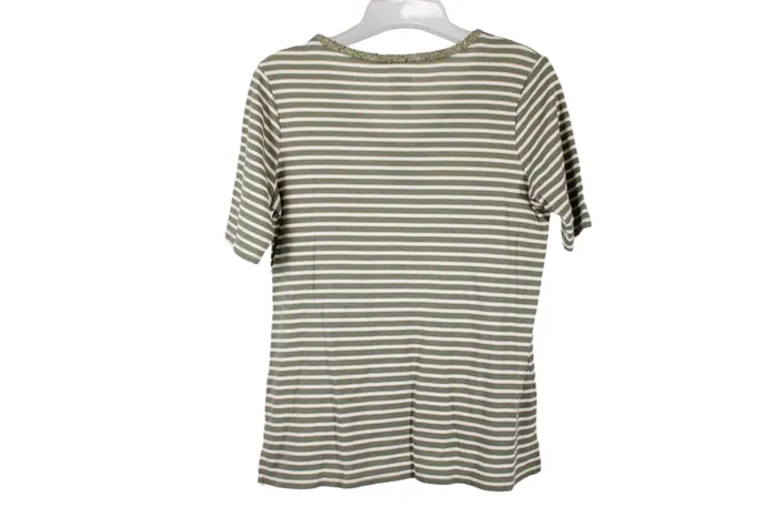 Croft Barrow PreStyled Sets Faded Glory Green Gold Shimmer Striped Top M