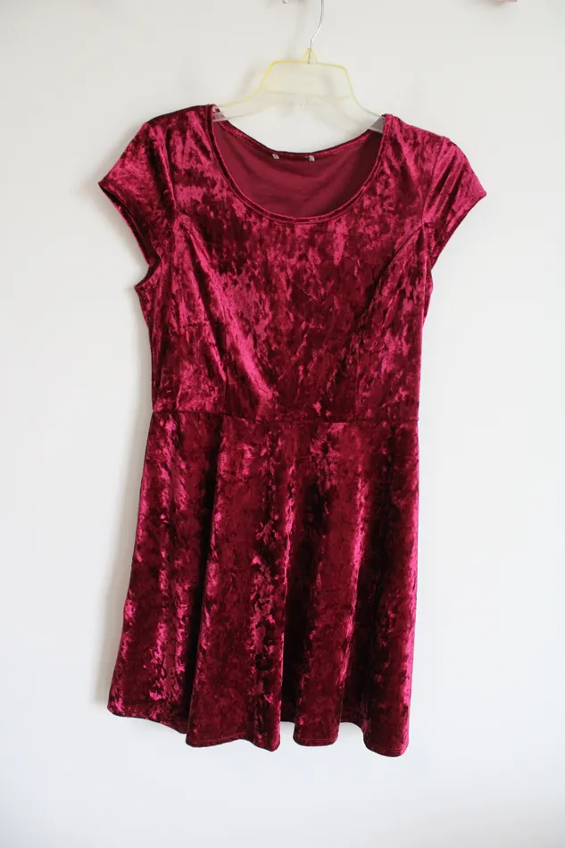 Dark Red Velvet Dress S Jubilee Thrift Earrings