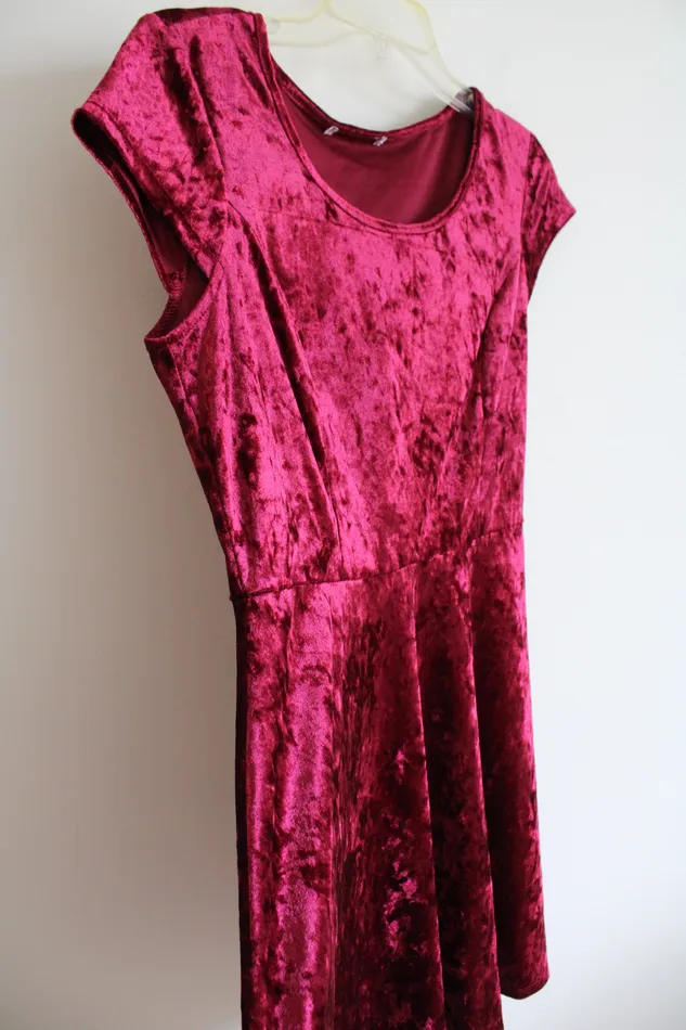 Dark Red Velvet Dress S Jubilee Thrift Earrings