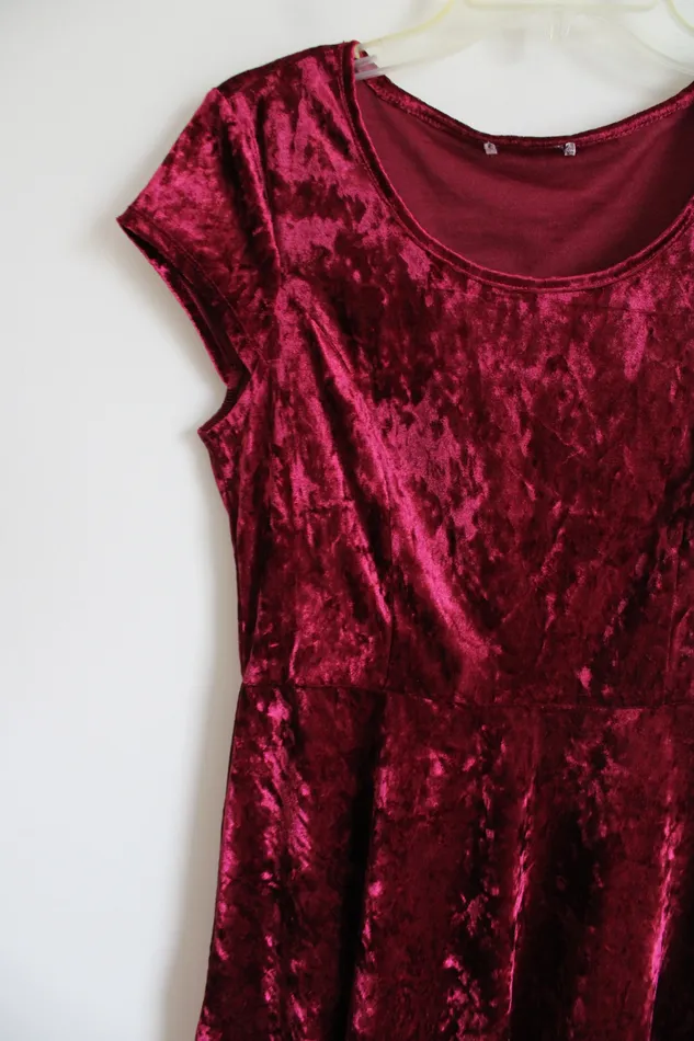 Dark Red Velvet Dress S Jubilee Thrift Earrings
