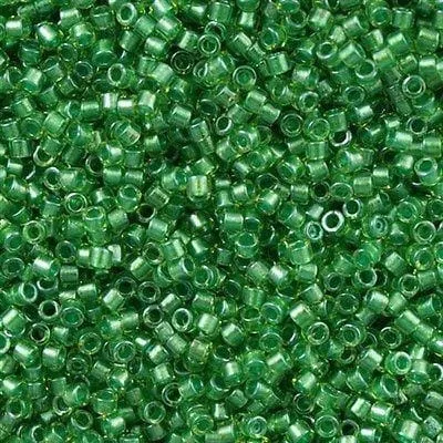 DB0916 Sparkling Green Lined Miyuki Delica 110 Peppy Beads Earrings