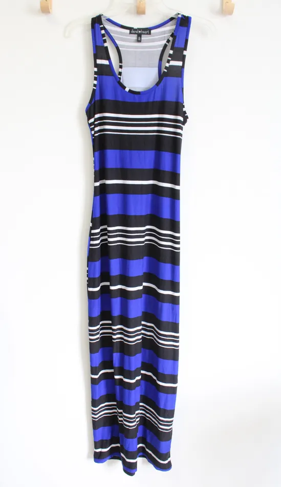 Derek Heart Rings Derek Heart Blue Black White Striped Maxi Dress L