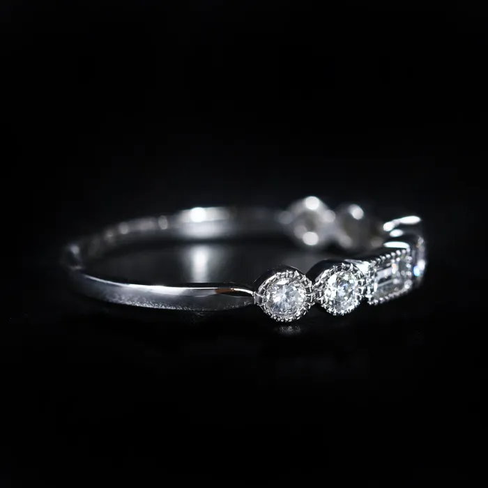 Diamond South Rings 14K White Gold 052 CTW Baguette and Round Brilliant Cut Diamond Band