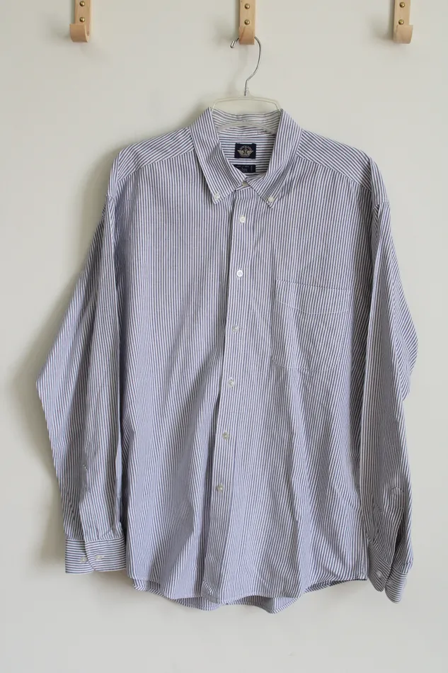 Dockers Dockers Blue Striped Button Down Shirt L Rings