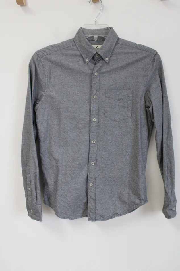 Earrings American Eagle Calvin Klein Seriously Soft Classic Fit Gray Flannel Button Down Shirt XS Earrings American Eagle Calvin Klein Seriously Soft Classic Fit Gray Flannel Button Down Shirt XS