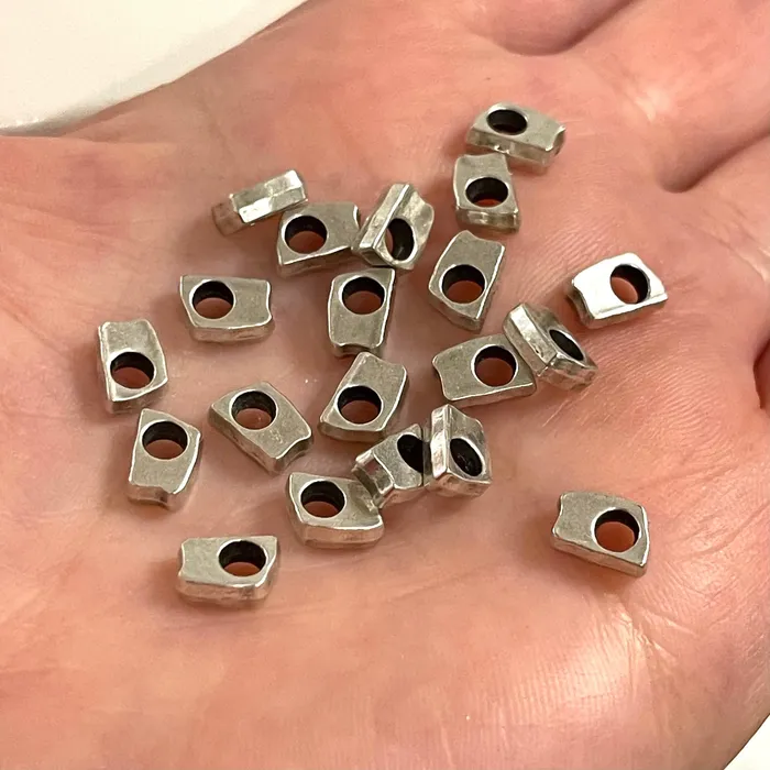 Earrings Antique Silver Plated Large Hole Brass Spacers Silver Plated 7mm Brass Charms 10 Pcs in a Pack Peppy Beads Earrings Antique Silver Plated Large Hole Brass Spacers Silver Plated 7mm Brass Charms 10 Pcs in a Pack Peppy Beads