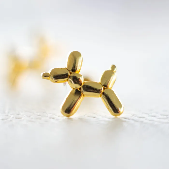 Earrings Aretes de perrito globo de oro 18K Gold Shield