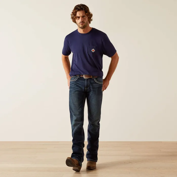Earrings ARIAT MENS CLOTHING ARIAT MENS ARIAT SHORT SLEEVE SOUTHWEST POCKET TSHIRT