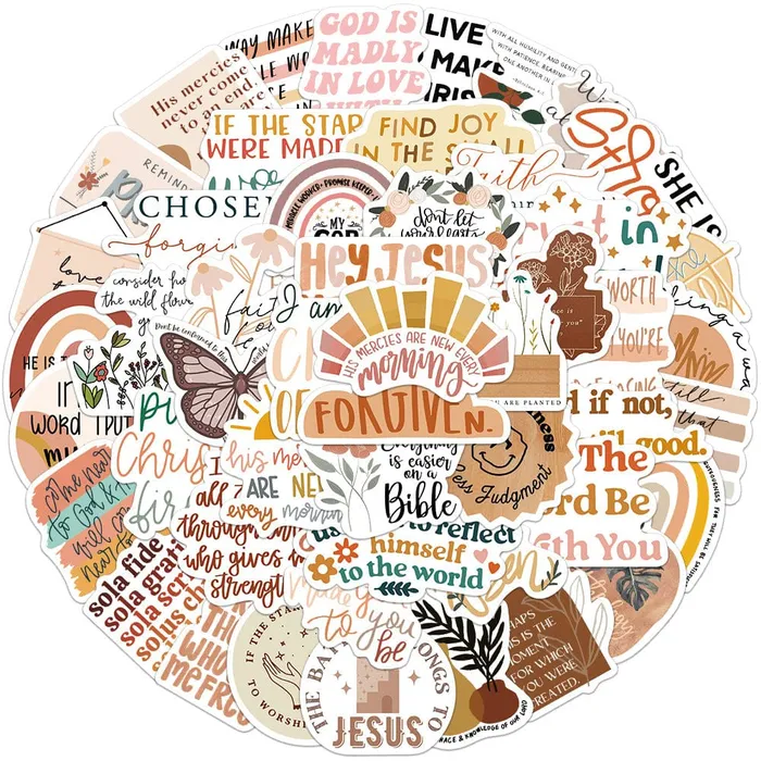 Earrings Autumn Coloured Christian Stickers 50 Pieces Lords Guidance