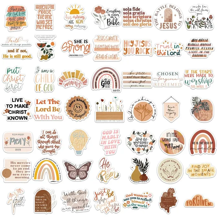 Earrings Autumn Coloured Christian Stickers 50 Pieces Lords Guidance