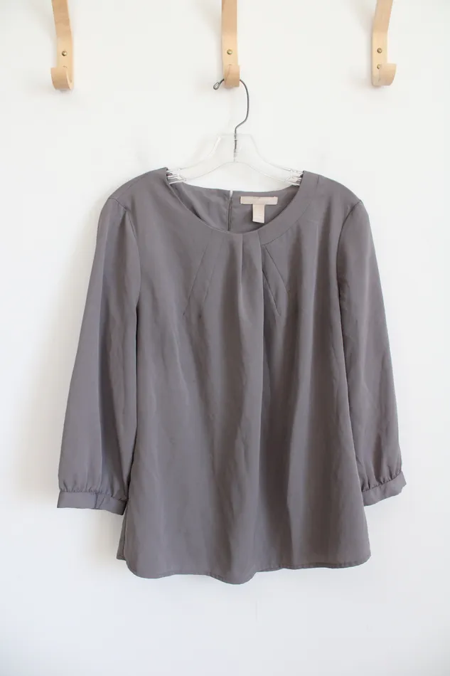 Earrings Banana Republic Banana Republic Taupe Pleated Neck Top L