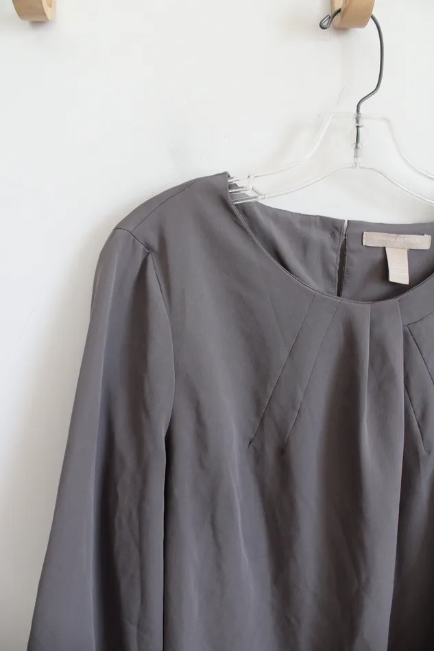 Earrings Banana Republic Banana Republic Taupe Pleated Neck Top L