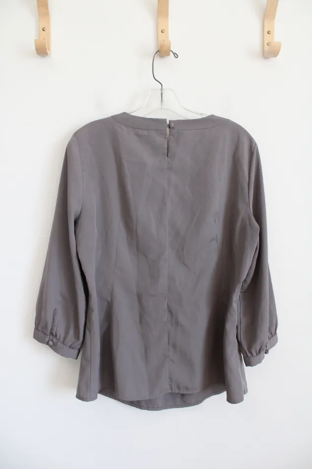 Earrings Banana Republic Banana Republic Taupe Pleated Neck Top L