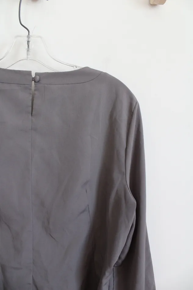 Earrings Banana Republic Banana Republic Taupe Pleated Neck Top L