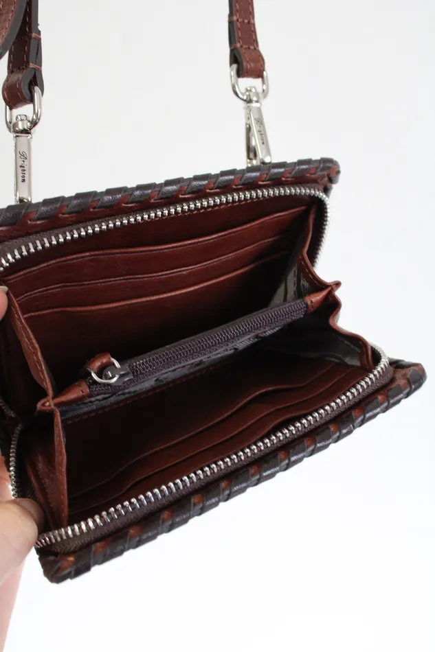 Earrings Brighton Ferrara Medium Brown Embossed Leather Zip Wallet Brighton
