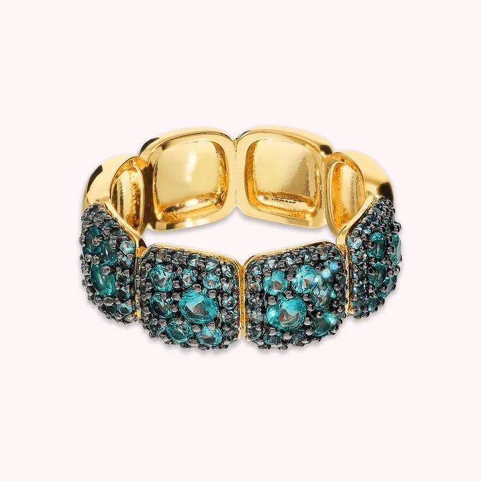Earrings Bronzallure Anello a Fascia Golden con Elementi Quadrati in Pav di Cubic Zirconia