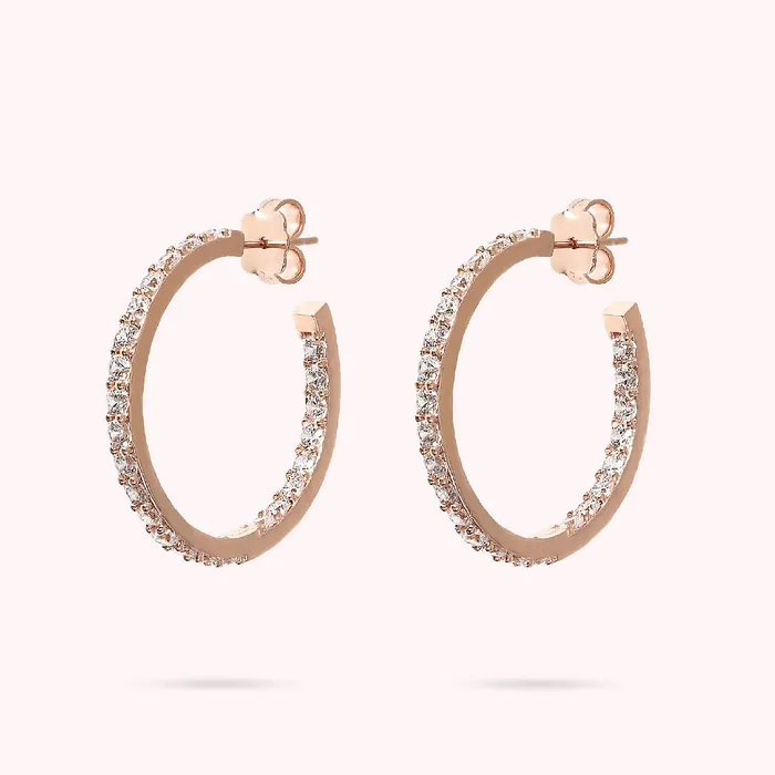 Earrings Bronzallure Orecchini a Cerchio Grandi con Cubic Zirconia