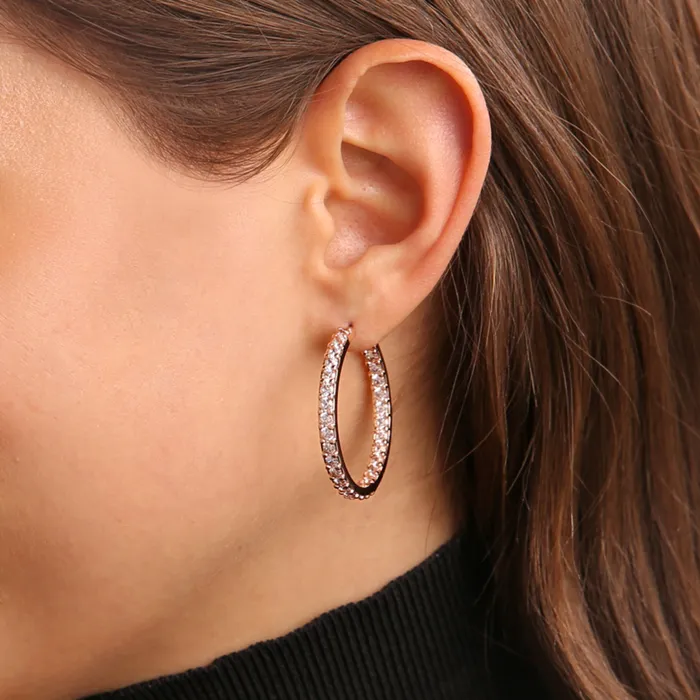 Earrings Bronzallure Orecchini a Cerchio Grandi con Cubic Zirconia