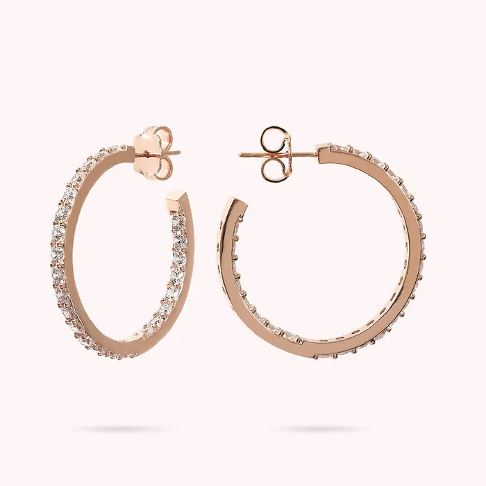 Earrings Bronzallure Orecchini a Cerchio Grandi con Cubic Zirconia
