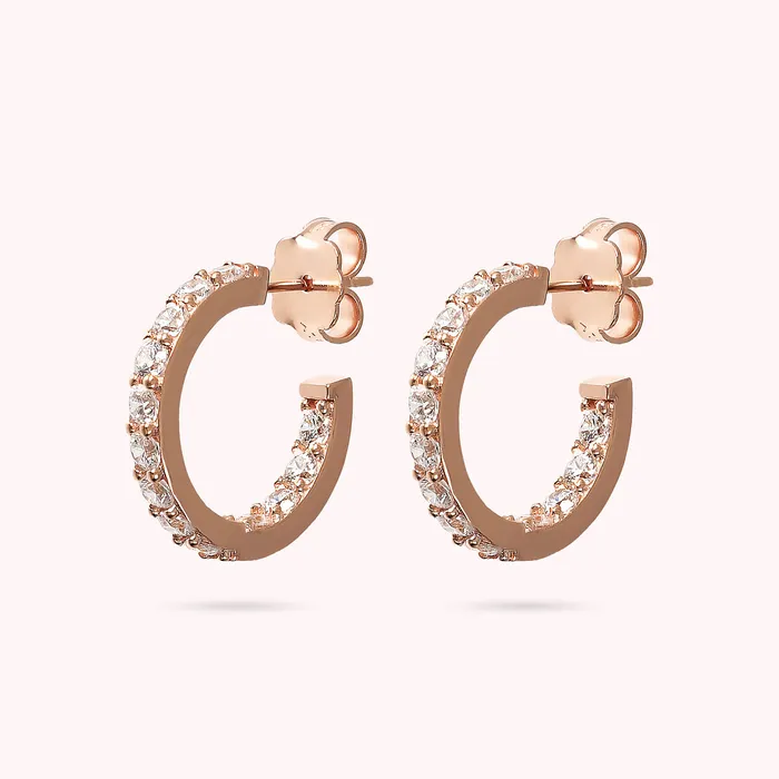 Earrings Bronzallure Orecchini a Cerchio Piccoli con Cubic Zirconia