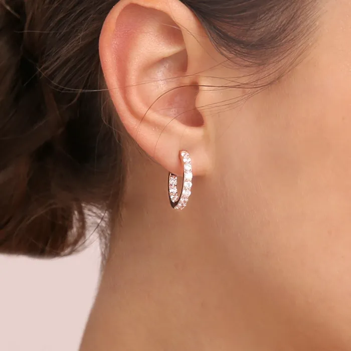 Earrings Bronzallure Orecchini a Cerchio Piccoli con Cubic Zirconia