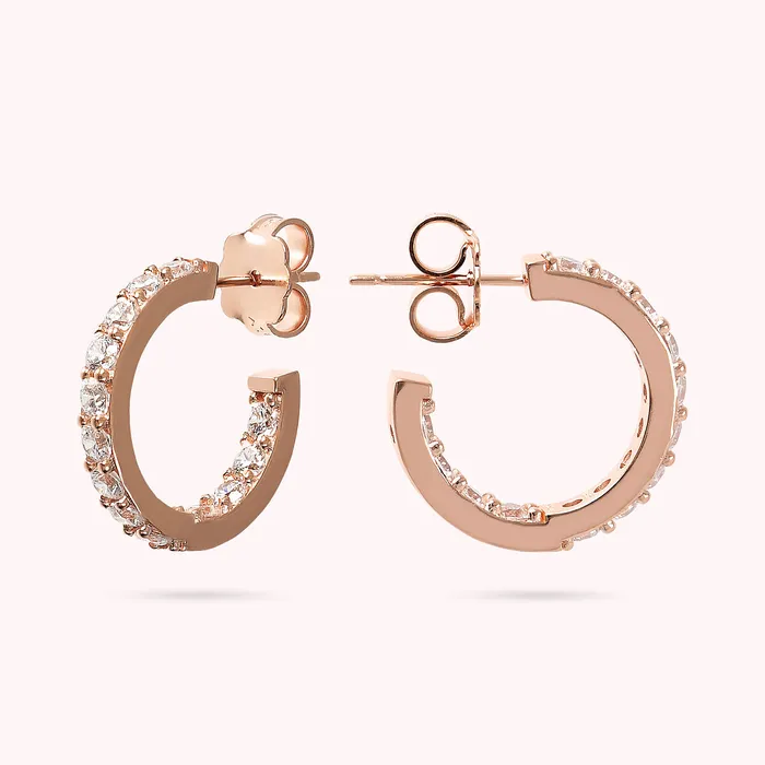 Earrings Bronzallure Orecchini a Cerchio Piccoli con Cubic Zirconia