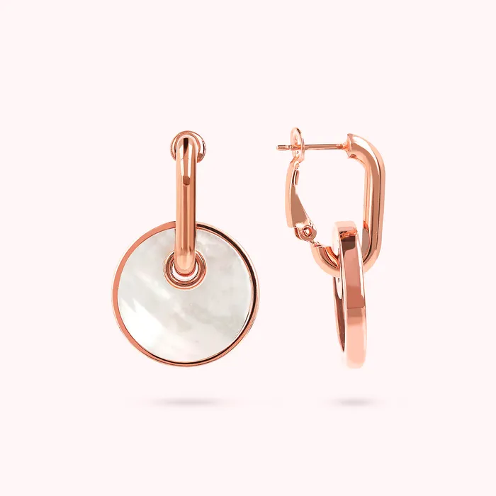 Earrings Bronzallure Orecchini con Pendente a Bottone in Pietra Naturale Piatta