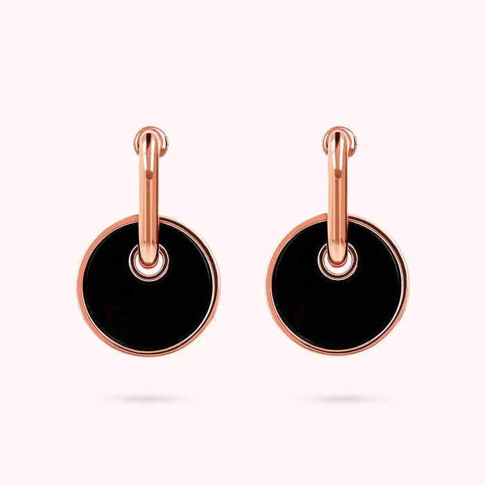 Earrings Bronzallure Orecchini con Pendente a Bottone in Pietra Naturale Piatta