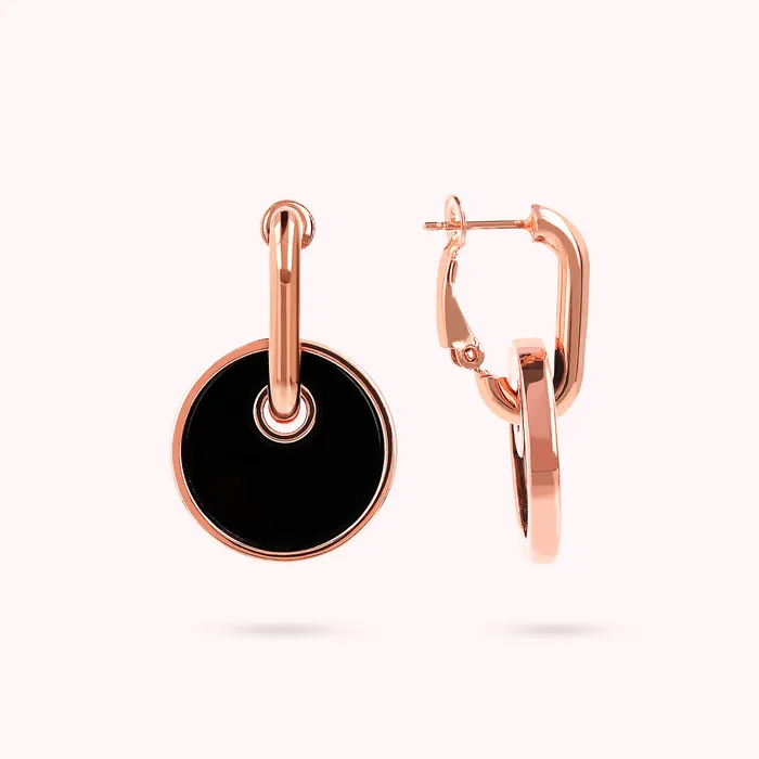 Earrings Bronzallure Orecchini con Pendente a Bottone in Pietra Naturale Piatta