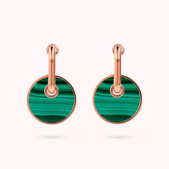 Earrings Bronzallure Orecchini con Pendente a Bottone in Pietra Naturale Piatta