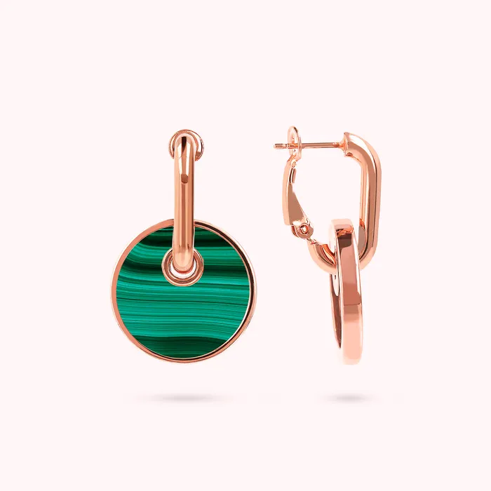 Earrings Bronzallure Orecchini con Pendente a Bottone in Pietra Naturale Piatta