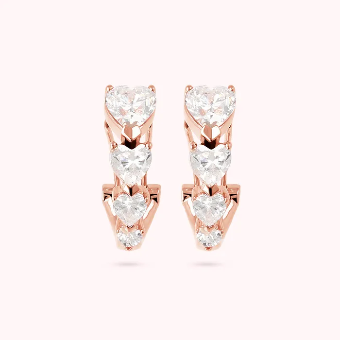 Earrings Bronzallure Orecchini Quattro Cuori Graduati in Cubic Zirconia