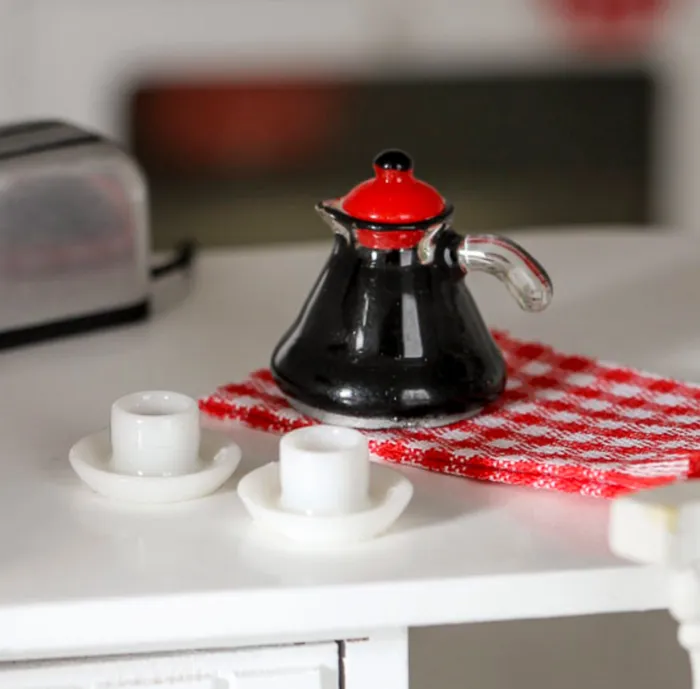 Earrings CJ Miniature Espresso Coffee Pot and Cups Set 112 Scale Dollhouse Kitchen Accessory
