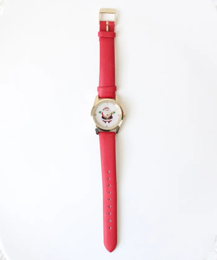 Earrings Concept Concept Santa Clause Red Strap Watch