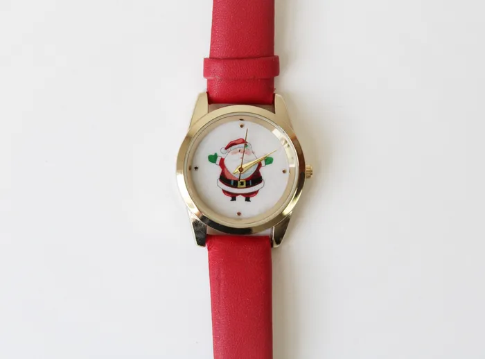 Earrings Concept Concept Santa Clause Red Strap Watch