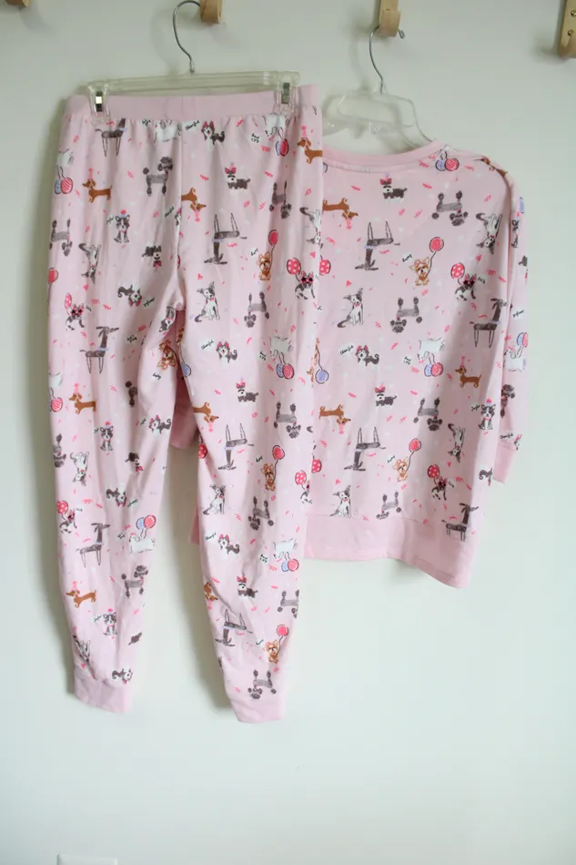 Earrings Cuddl Duds Cuddl Duds Pink Dog Pajama Lounge Set S
