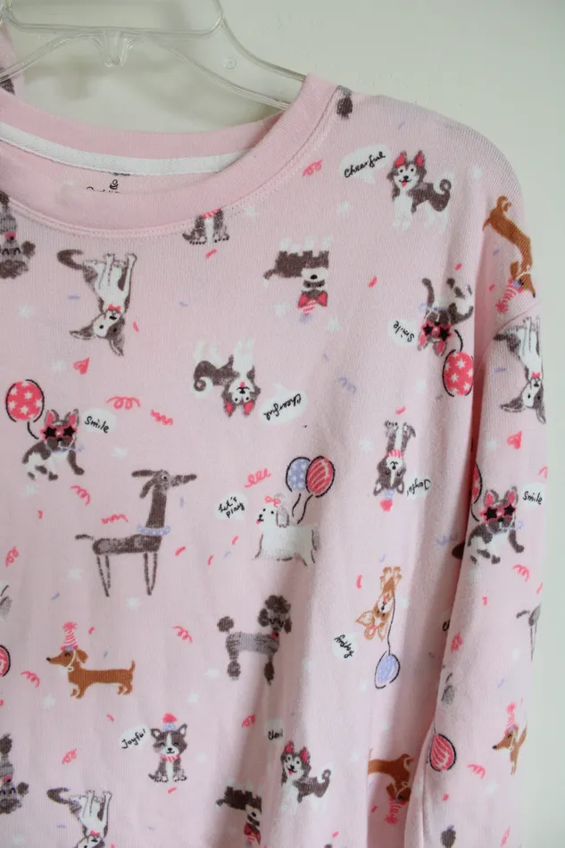 Earrings Cuddl Duds Cuddl Duds Pink Dog Pajama Lounge Set S