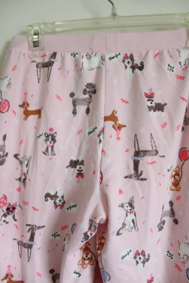 Earrings Cuddl Duds Cuddl Duds Pink Dog Pajama Lounge Set S