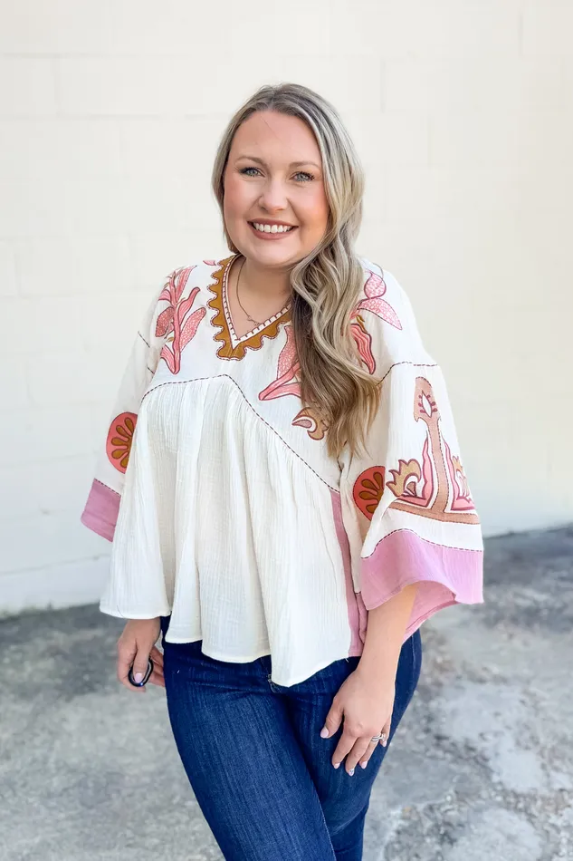 Earrings Easel Got Your Love Embroidered Top