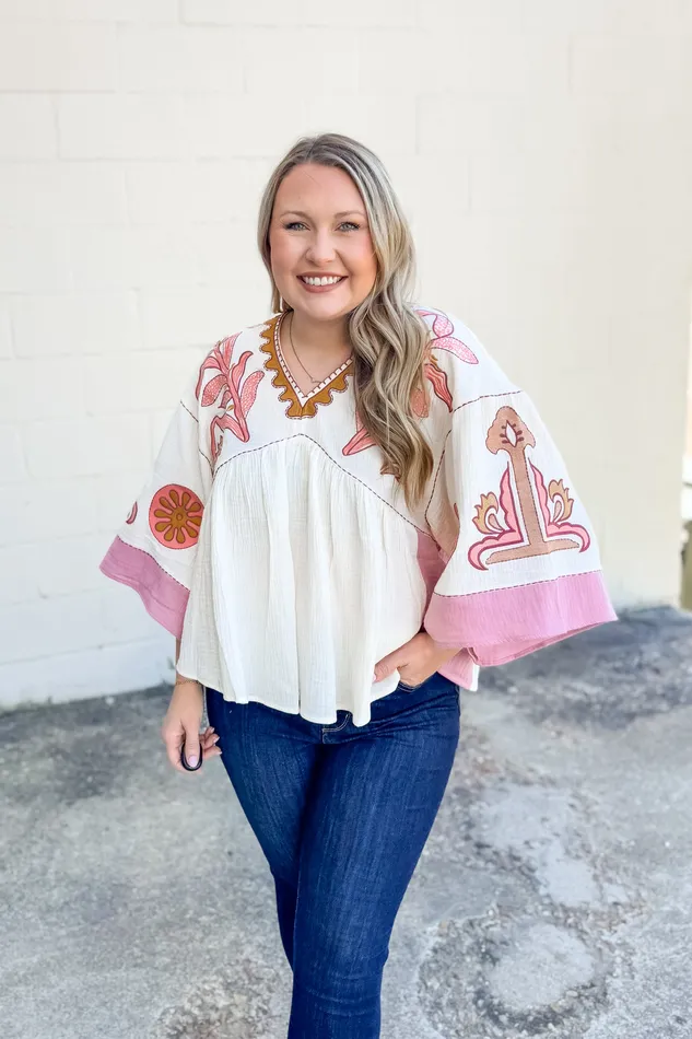 Earrings Easel Got Your Love Embroidered Top