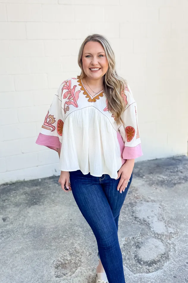 Earrings Easel Got Your Love Embroidered Top