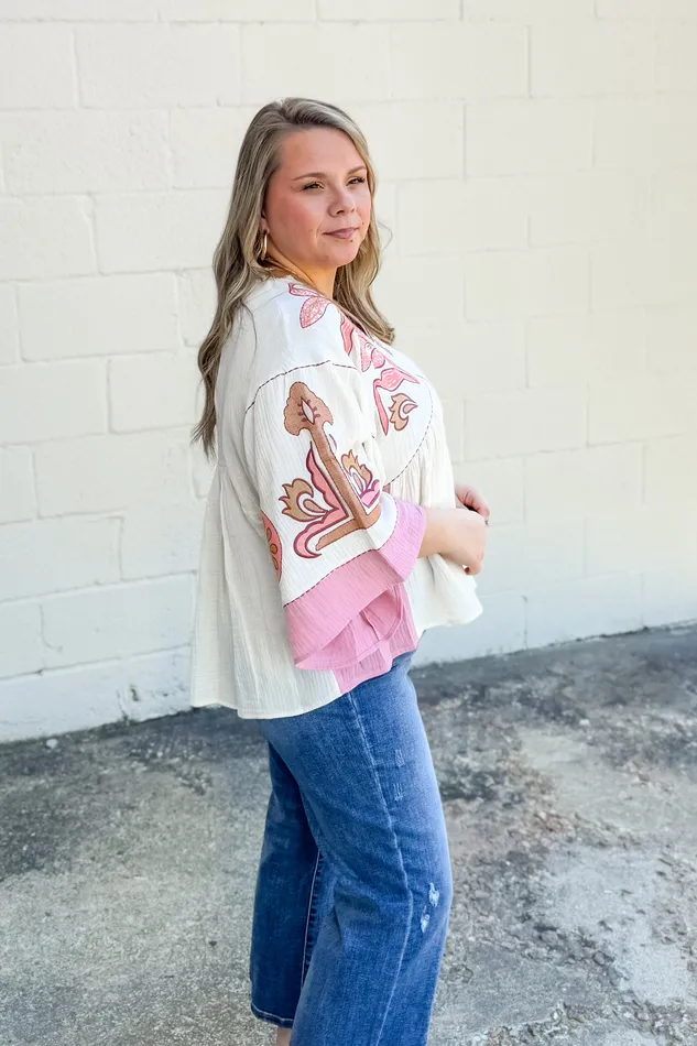 Earrings Easel Got Your Love Embroidered Top