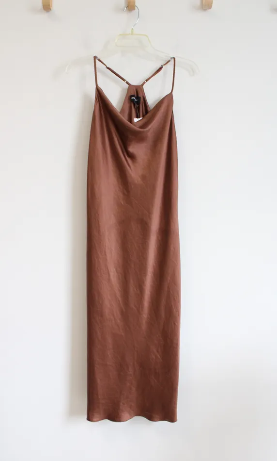 Earrings Fifteen Twenty NEW Fifteen Twenty Cocoa Brown Satin Midi Slip Dress M Earrings Fifteen Twenty NEW Fifteen Twenty Cocoa Brown Satin Midi Slip Dress M