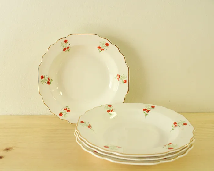 Earrings George RARE Lido WS George White 183A Made In The USA Poppy China Bowls Set Of 4